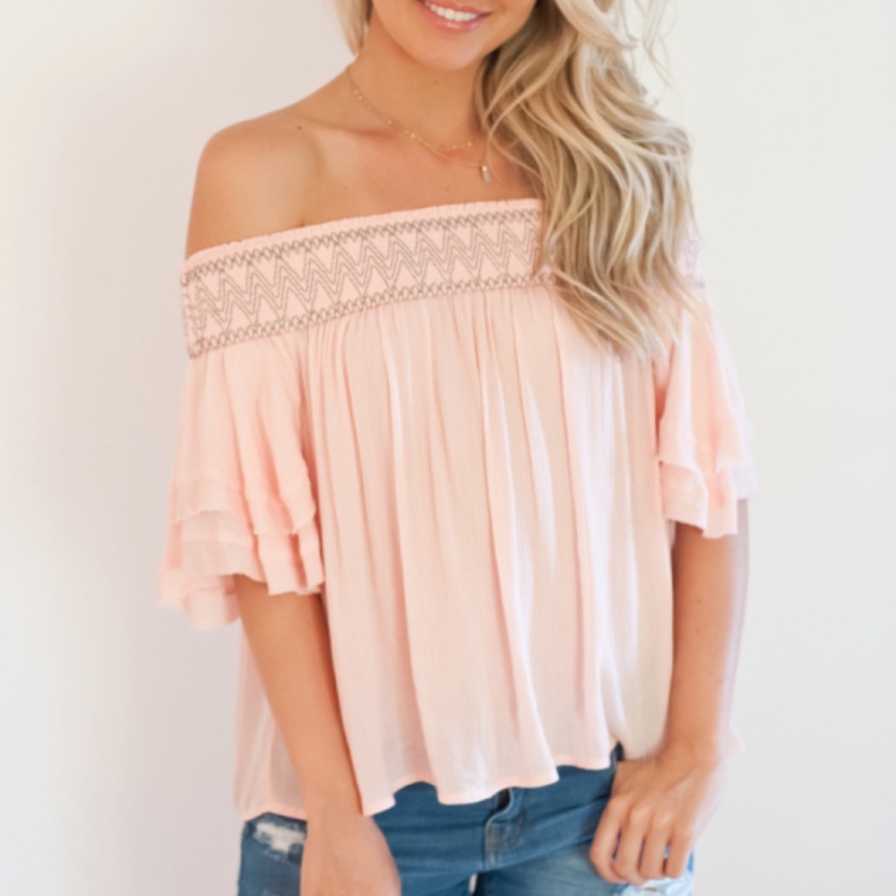 Just in! Peach Off the Shoulder Top - Picture 3 of 8